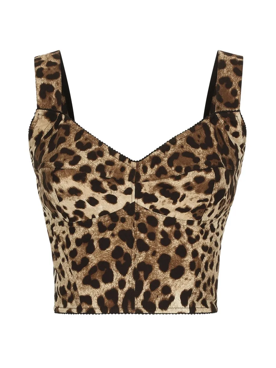 LEOPARD-PRINT CHARMEUSE BUSTIER TOP sold by Lord & Taylor