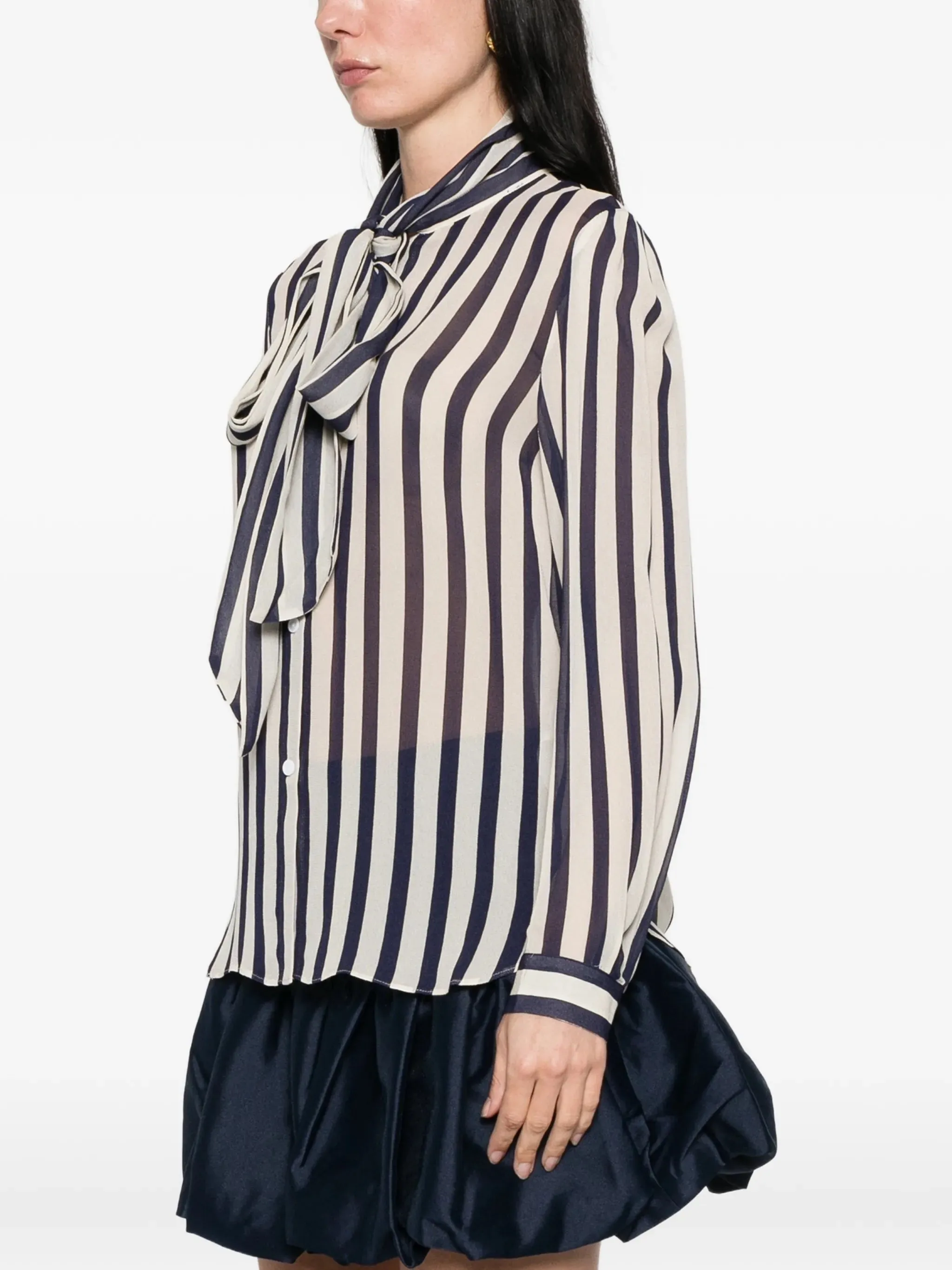 STRIPE TIE NECK BLOUSE sold by Lord & Taylor product image thumbnail 3