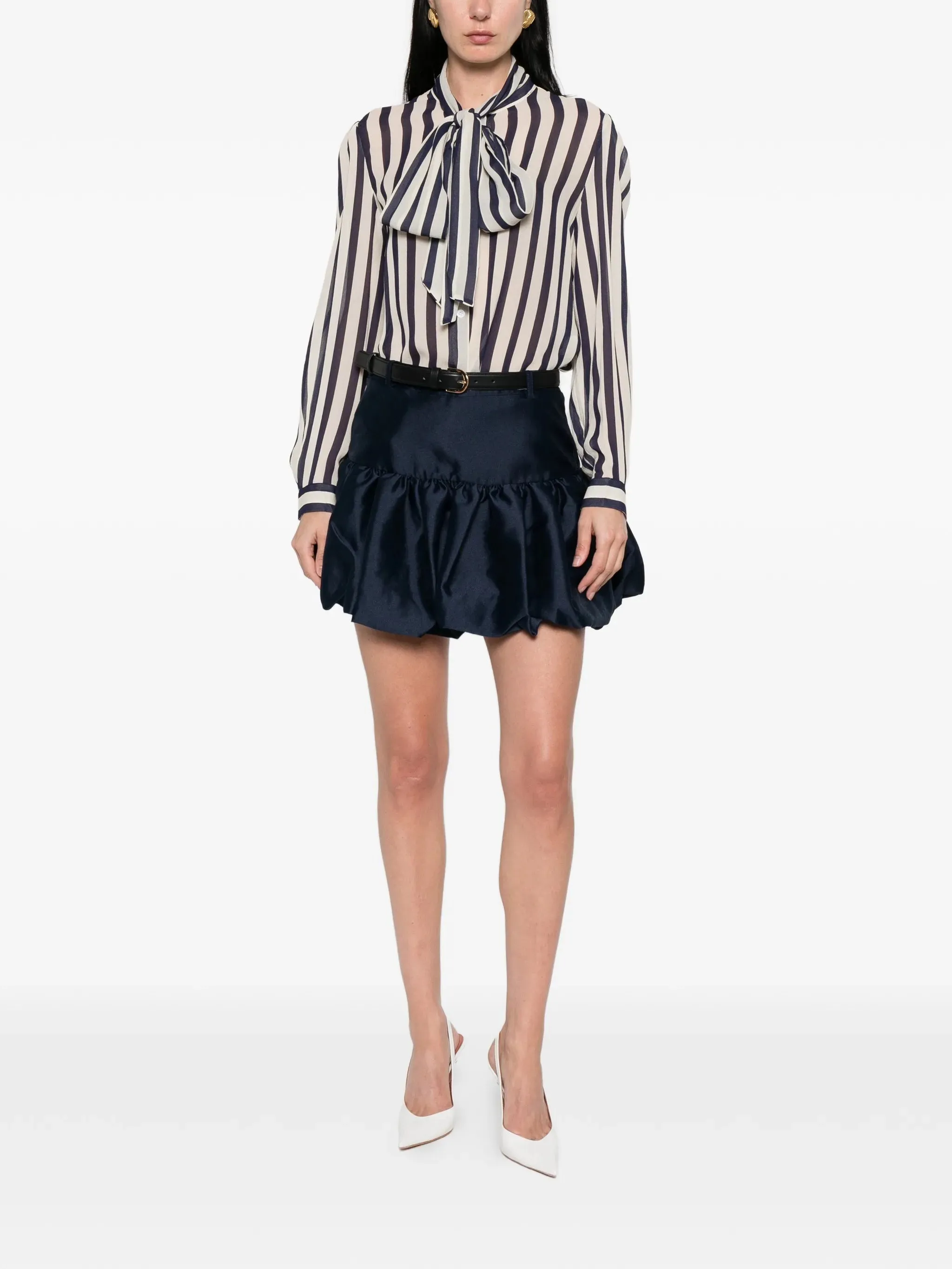 STRIPE TIE NECK BLOUSE sold by Lord & Taylor product image thumbnail 2