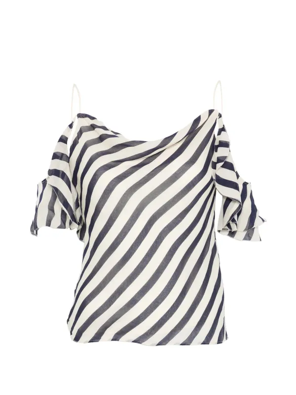 STRIPE GEORGETTE TOP made by Self-Portrait