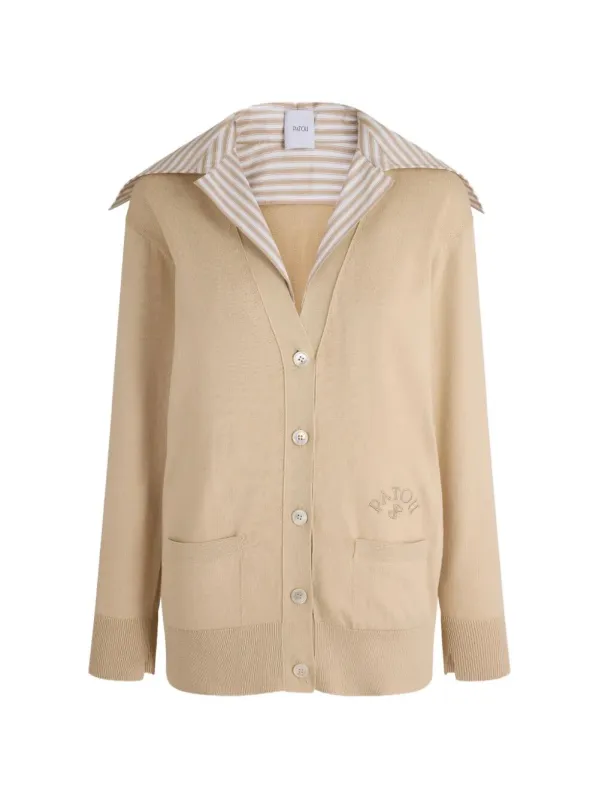 MIX POPELINE COLLAR CARDIGAN made by Patou