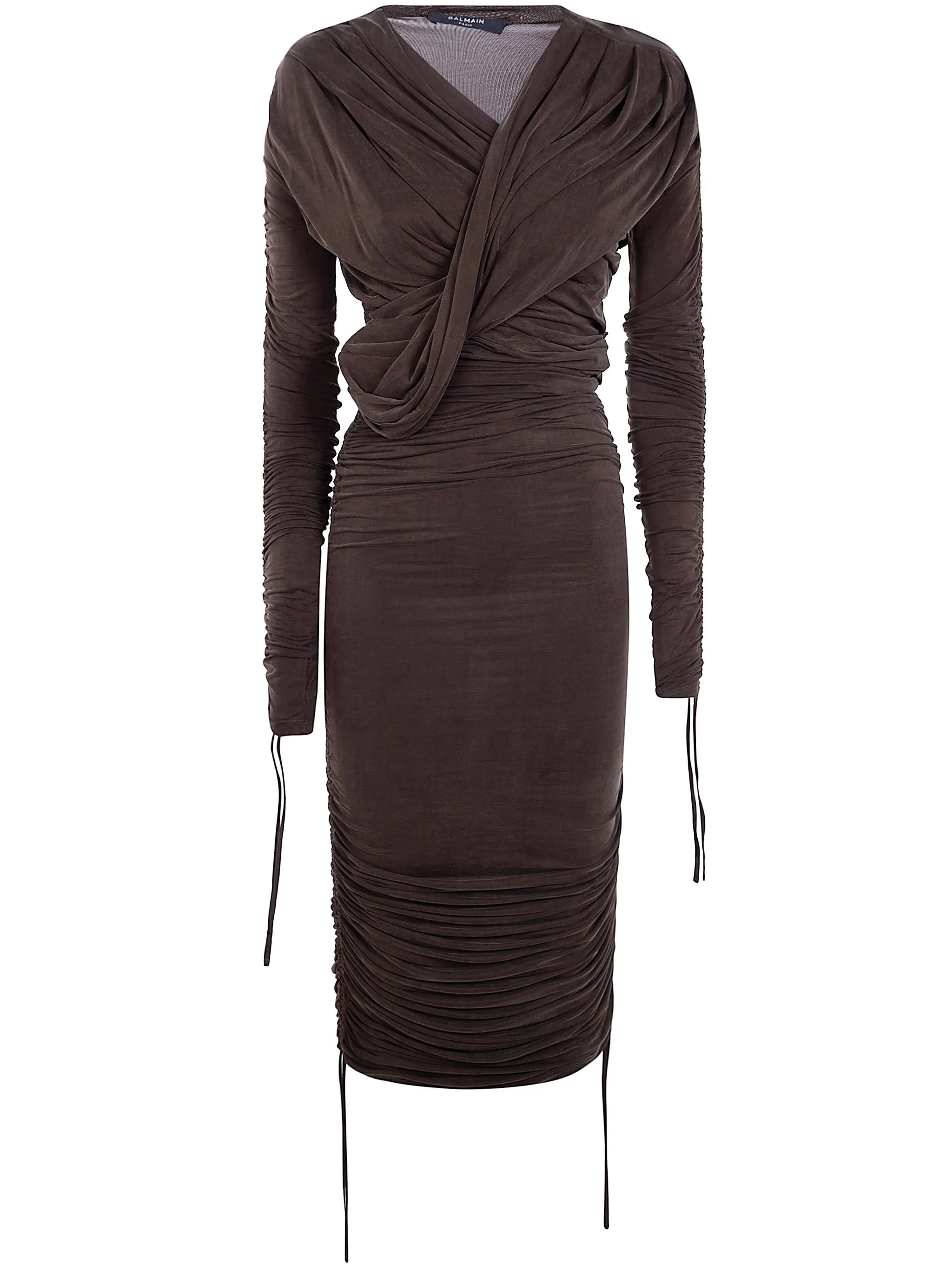 LONG SLEEVES DRAPED JERSEY CUPRO MID DRESS sold by Lord & Taylor
