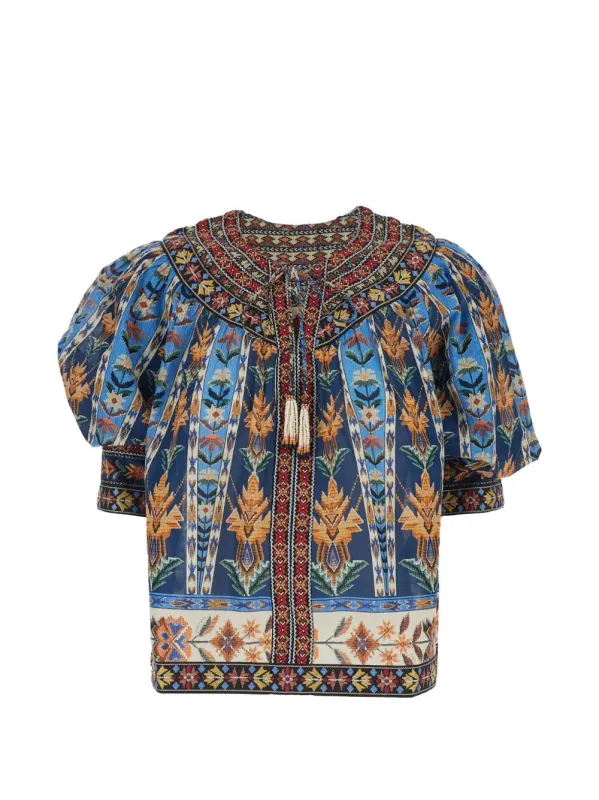 EMBROIDERED TAPESTRY SHORT SLEEVE BLOUSE made by FARM Rio