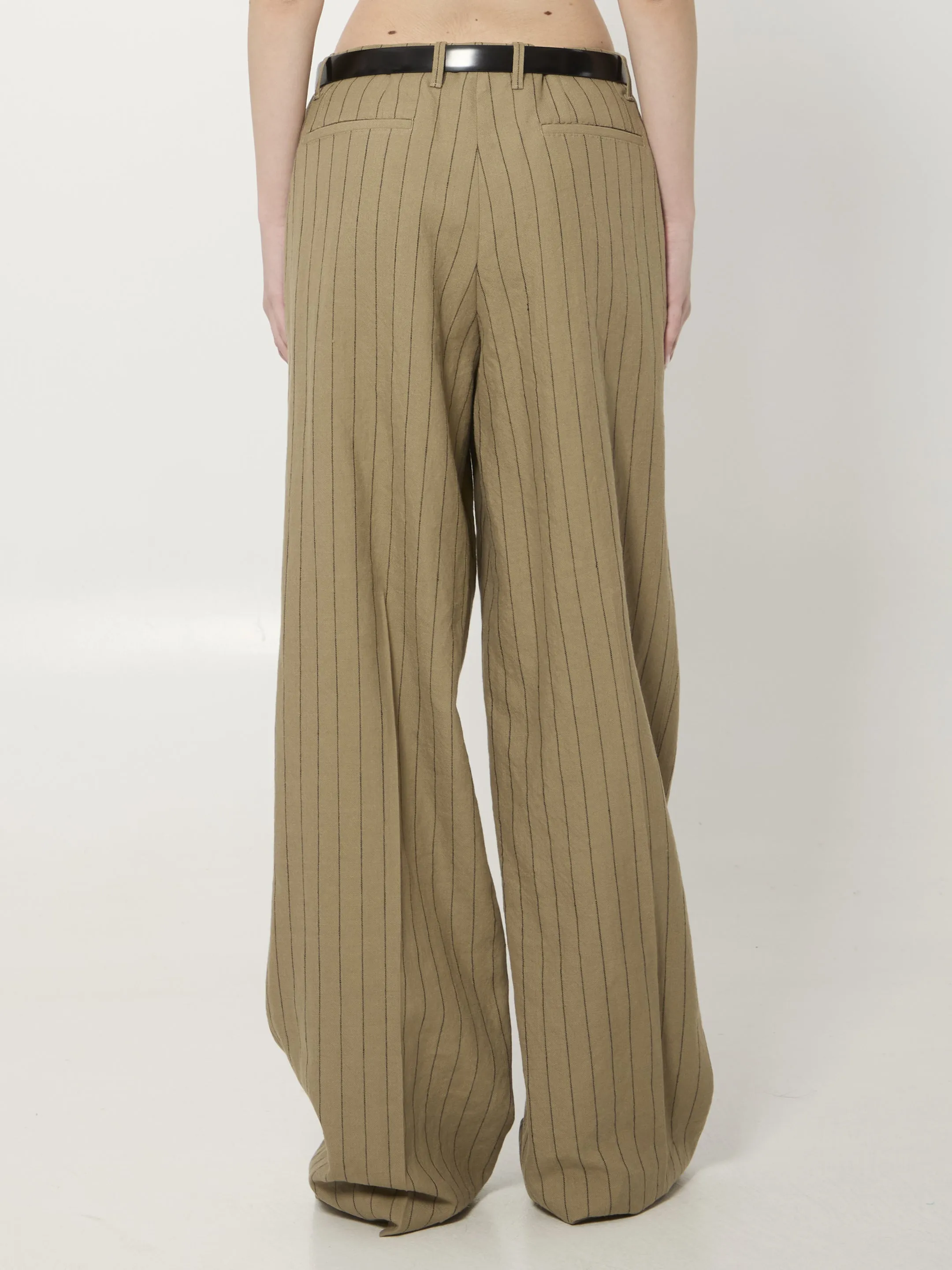 Pinstriped virgin wool and linen trousers sold by Lord & Taylor product image thumbnail 4