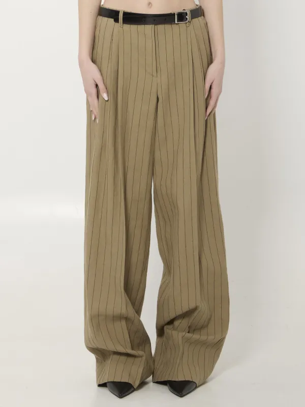 Pinstriped virgin wool and linen trousers made by Dolce & Gabanna