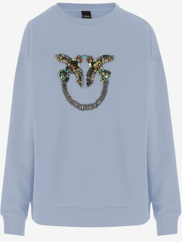 Cotton Sweatshirt Light Blue made by Pinko