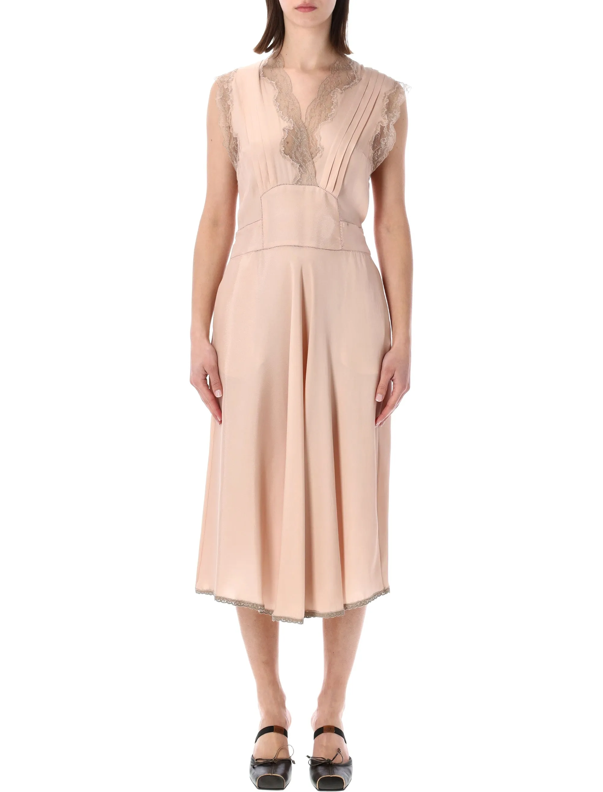 MAISON MARGIELA SILK LACE DETAIL MIDI DRESS sold by Lord & Taylor