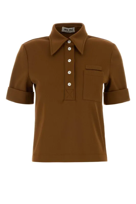 BROWN JERSEY POLO SHIRT made by Miu Miu