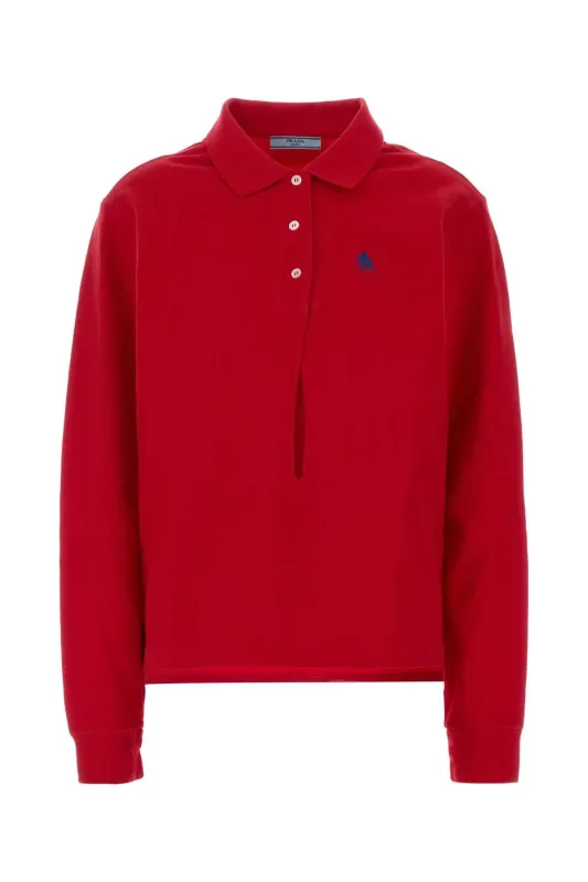 RED PIQUET POLO SHIRT made by Prada