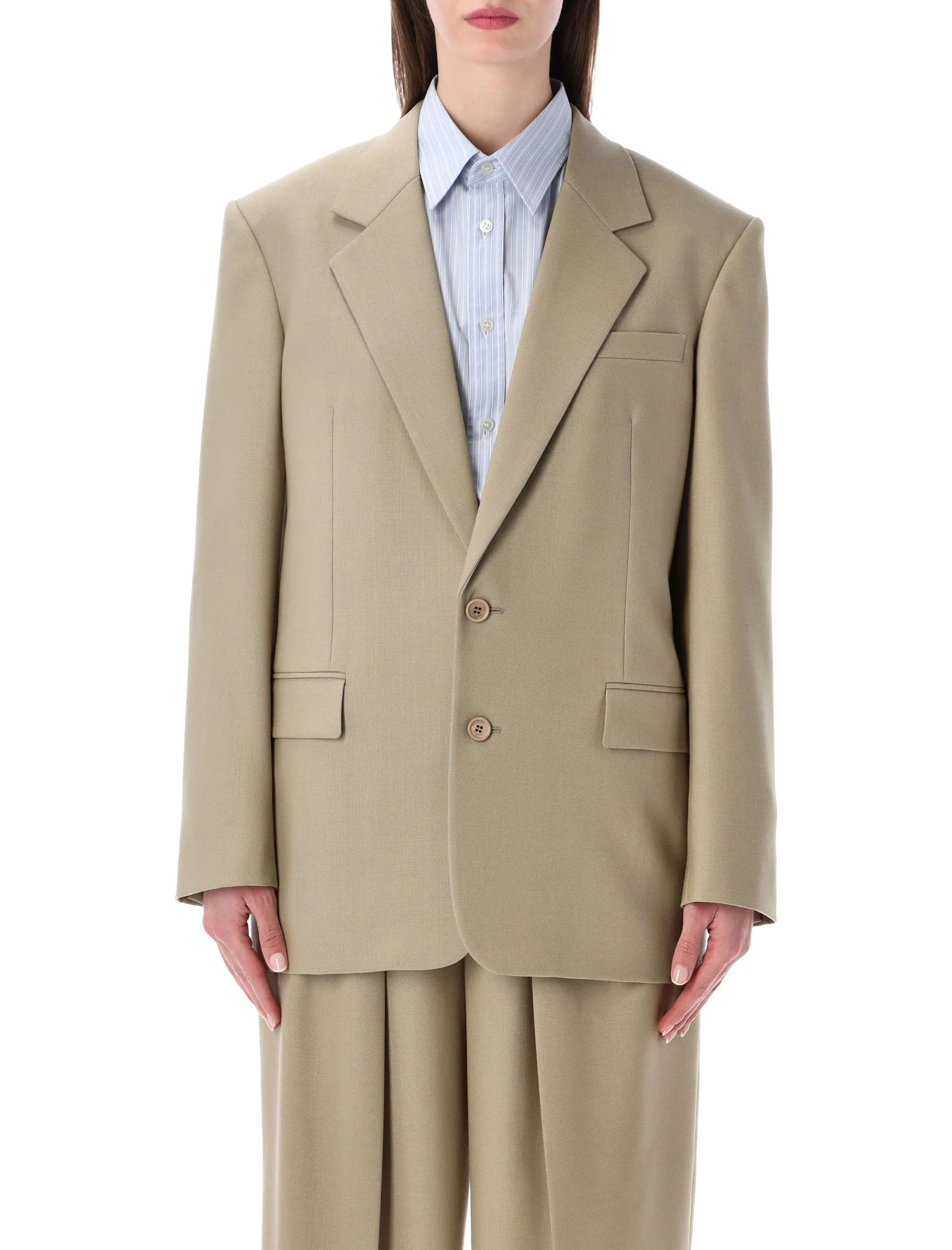 SAINT LAURENT SINGLE-BREASTED WOOL-SILK BLAZER sold by Lord & Taylor