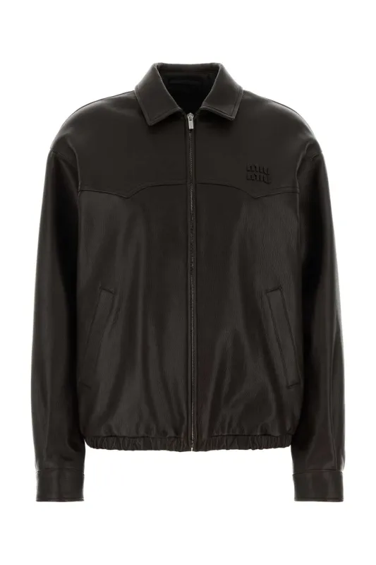 BROWN LEATHER JACKET made by Miu Miu