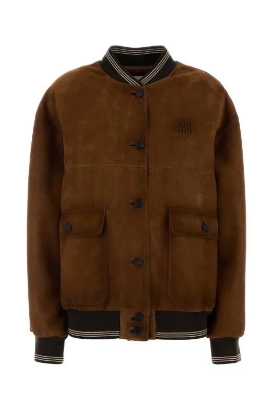 BROW SUEDE BOMBER JACKET made by Miu Miu