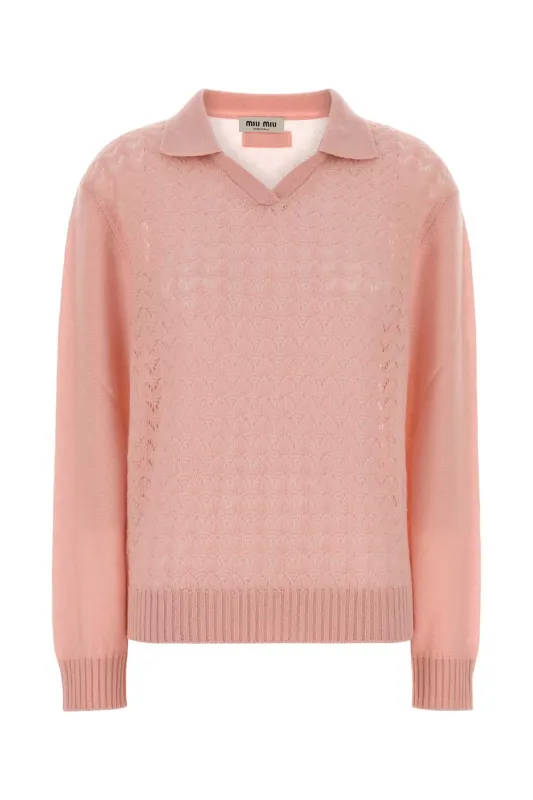 PINK CASHMERE POLO SHIRT made by Miu Miu