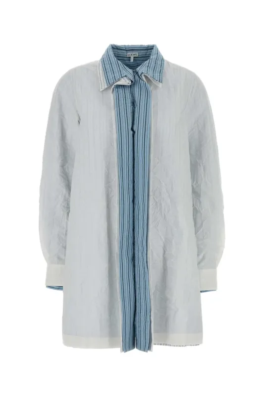 WHITE COTTON BLEND SHIRT DRESS made by Loewe
