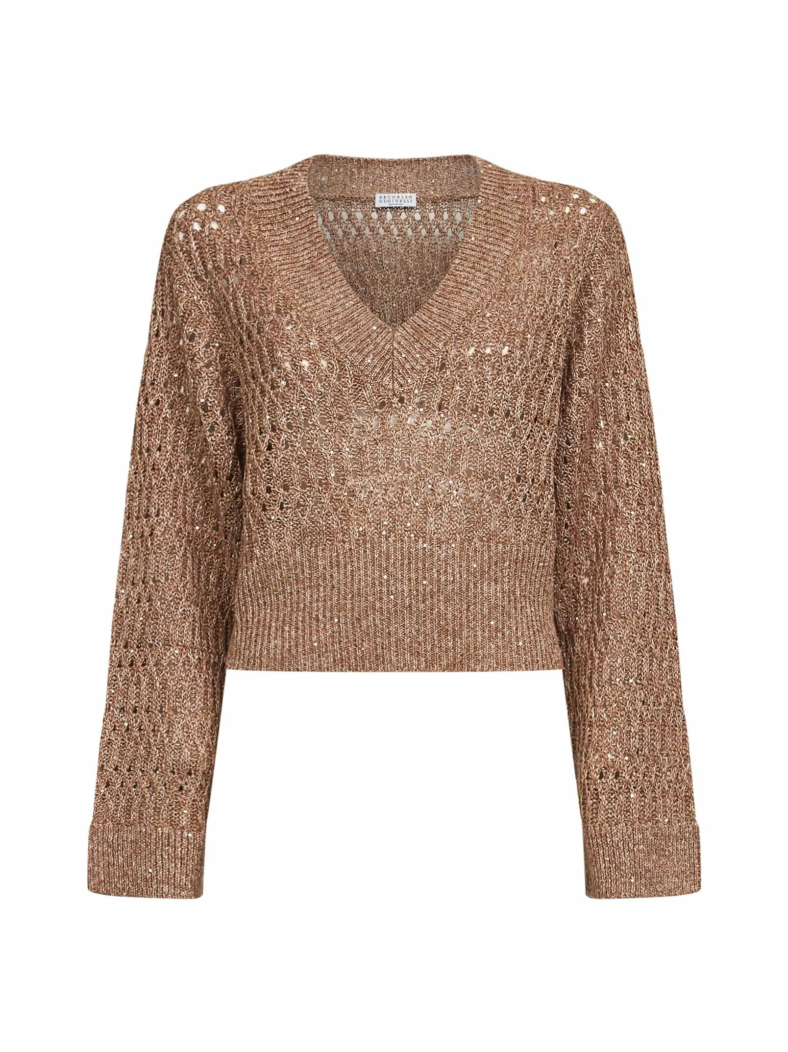 Brown Linen Dazzling Braids Sweater sold by Lord & Taylor