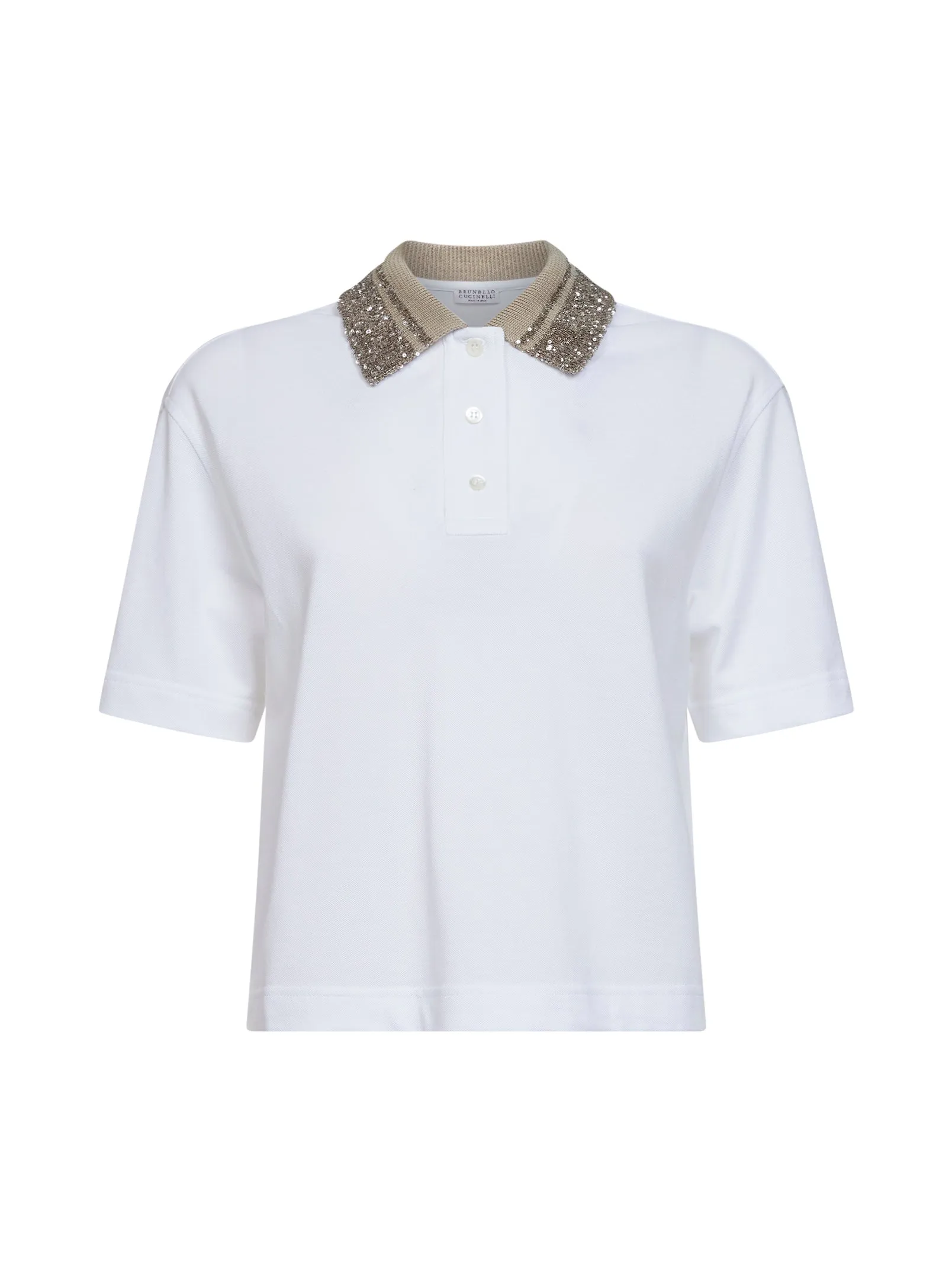 White Cotton Jersey Knit Collar Polo Shirt sold by Lord & Taylor