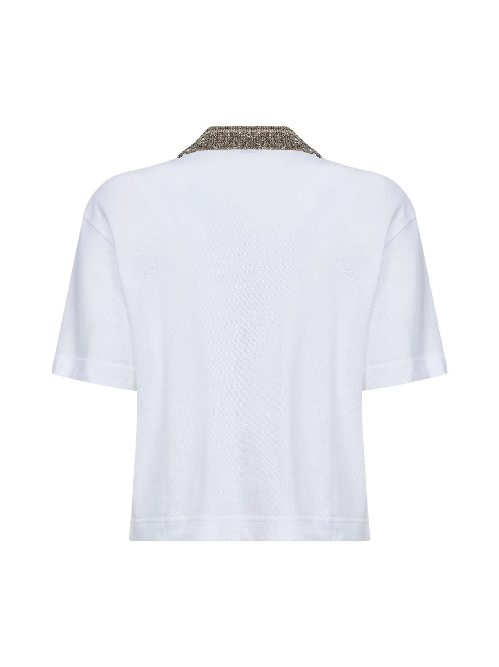 White Cotton Jersey Knit Collar Polo Shirt sold by Lord & Taylor product image thumbnail 2