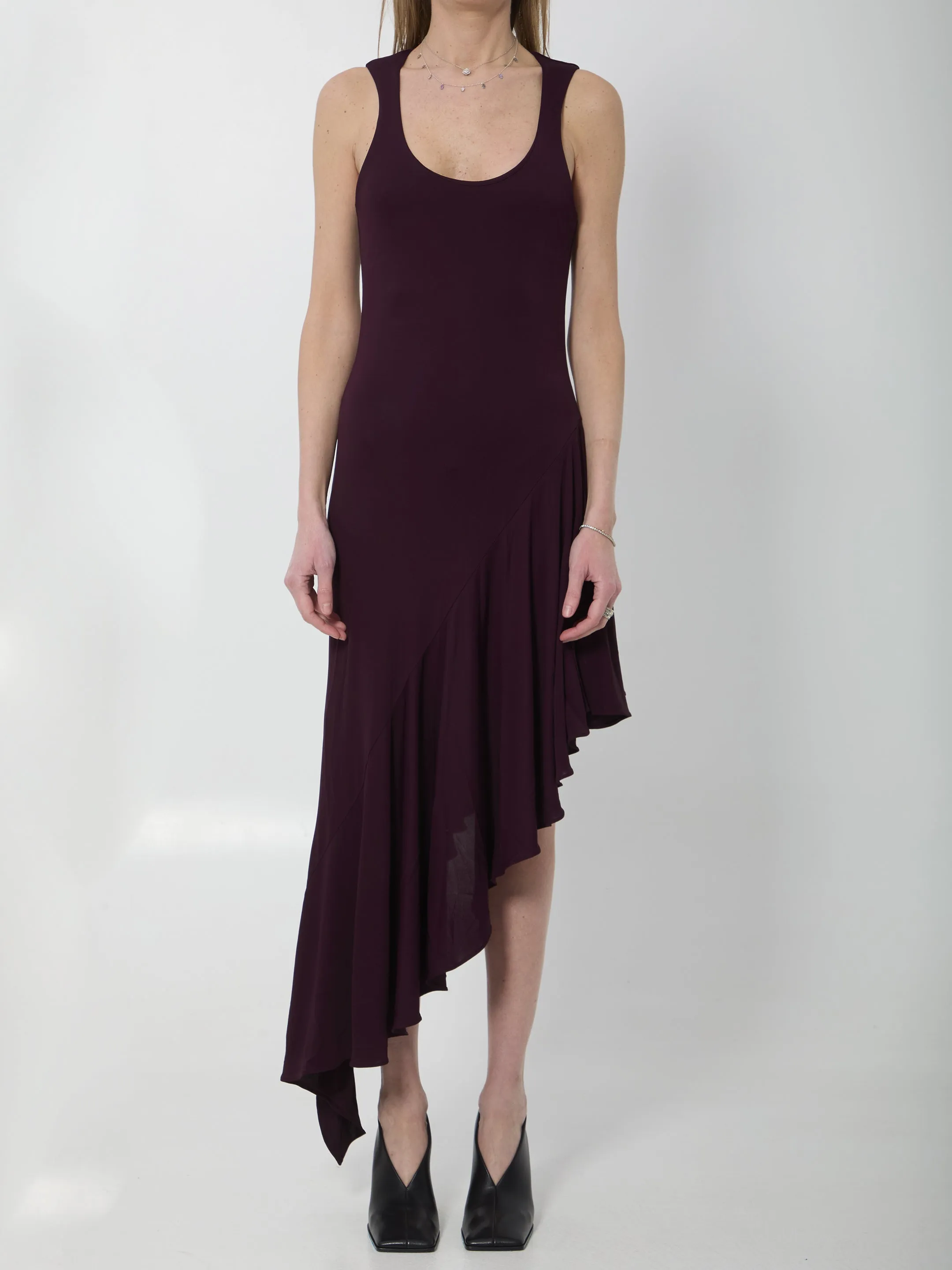 Fluid jersey asymmetric dress sold by Lord & Taylor
