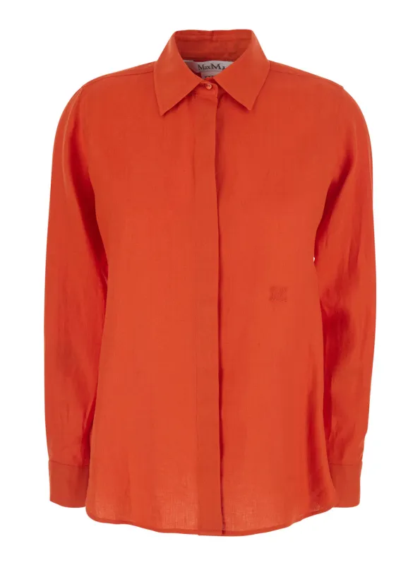 Dress MXMFALAS Red Linen V-neck made by MaxMara