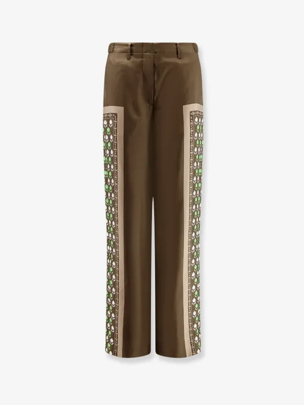 Silk Trousers Green made by Tory Burch