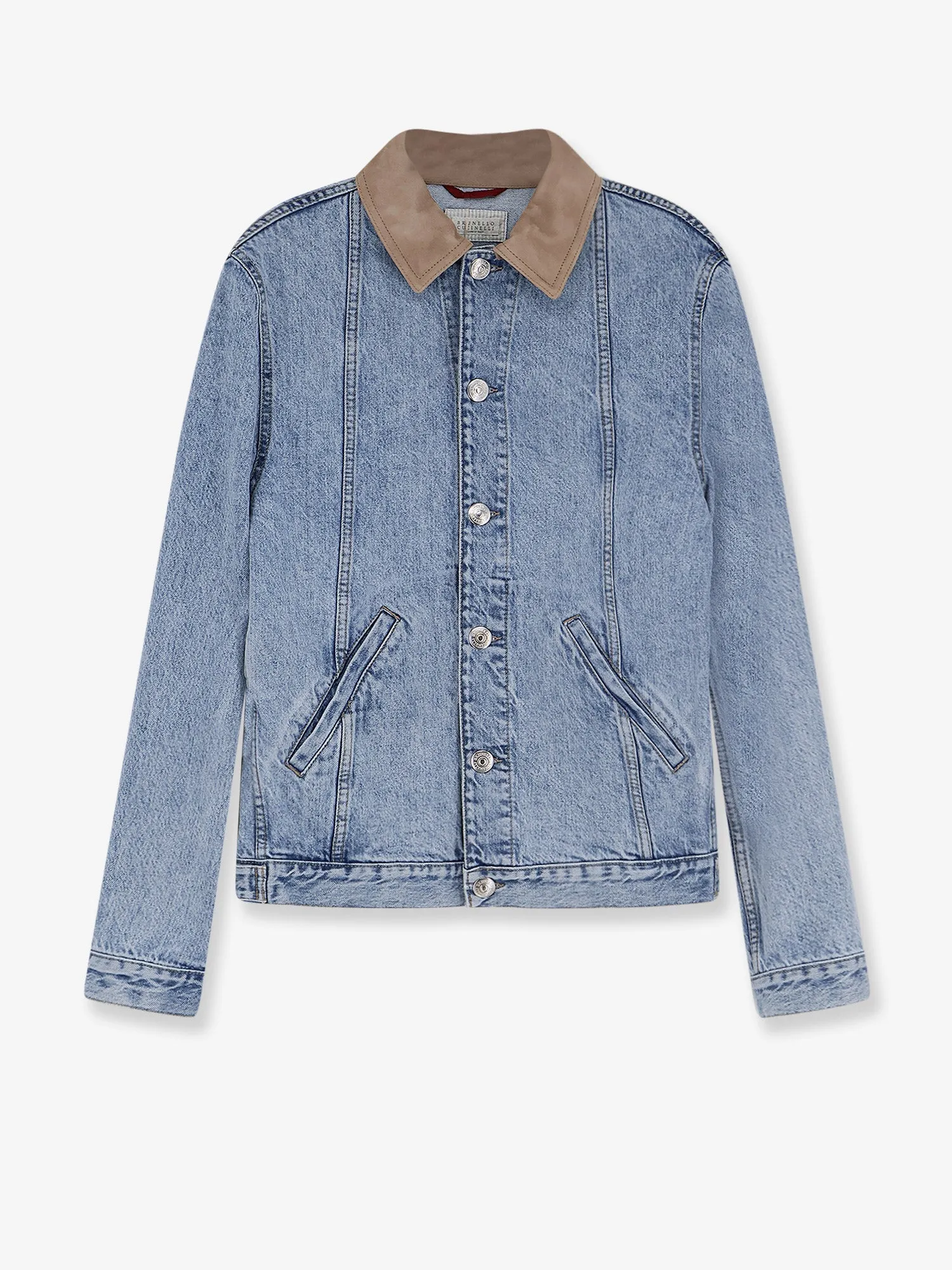 Denim Jacket Suede Collar Blue sold by Lord & Taylor