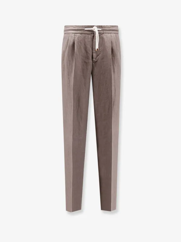 Trousers Linen Brown made by Brunello Cucinelli