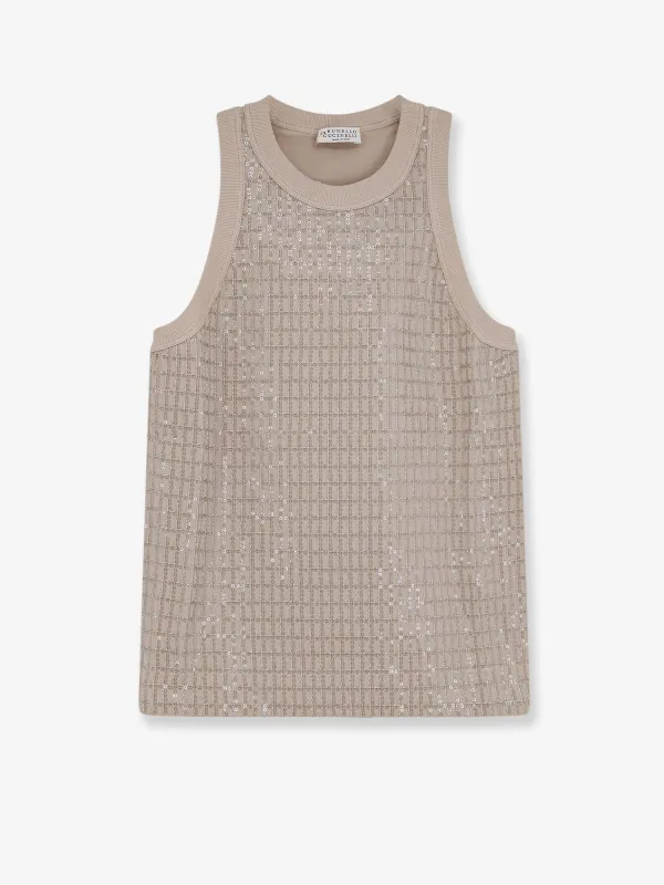 Jersey Tank Top Beige made by Brunello Cucinelli