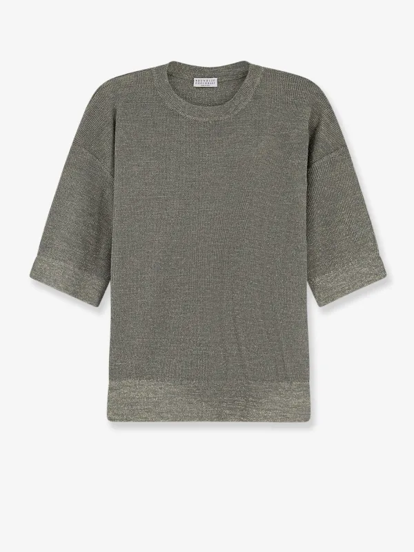 Sweater Linen-Blend Green made by Brunello Cucinelli