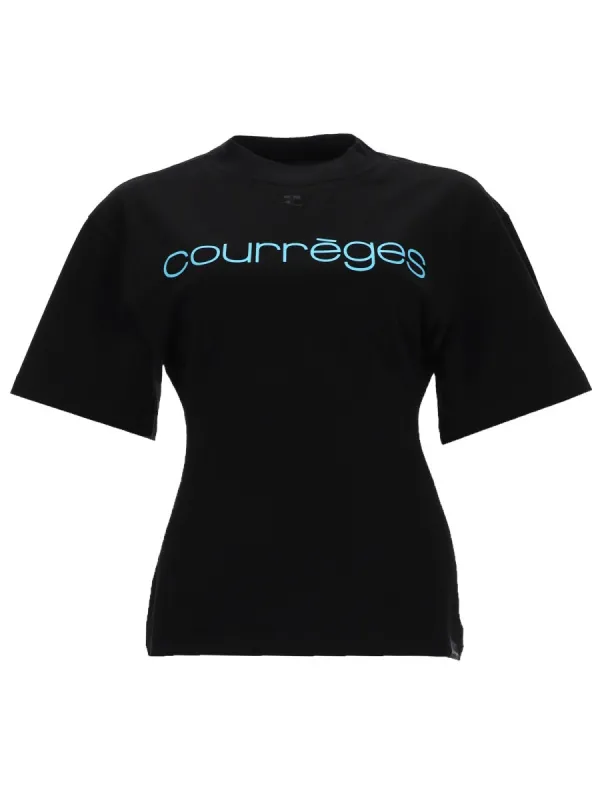 T-shirt with Logo Black made by Courreges