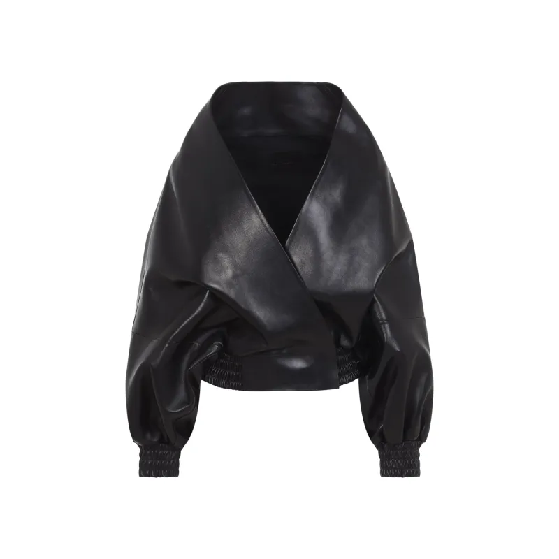 BLACK WRAP LAMB LEATHER JACKET made by Balenciaga
