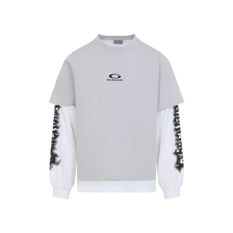 GREY AND WHITE HYBRID DOUBLE COTTON T-SHIRT made by Balenciaga