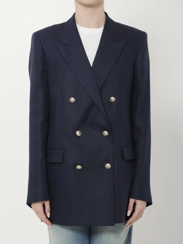 DOUBLE-BREASTED LINEN JACKET made by Tagliatore