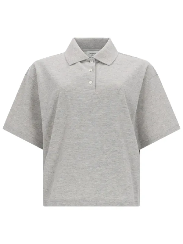 Polo Shirt with Logo Grey made by Yves Saint Laurent