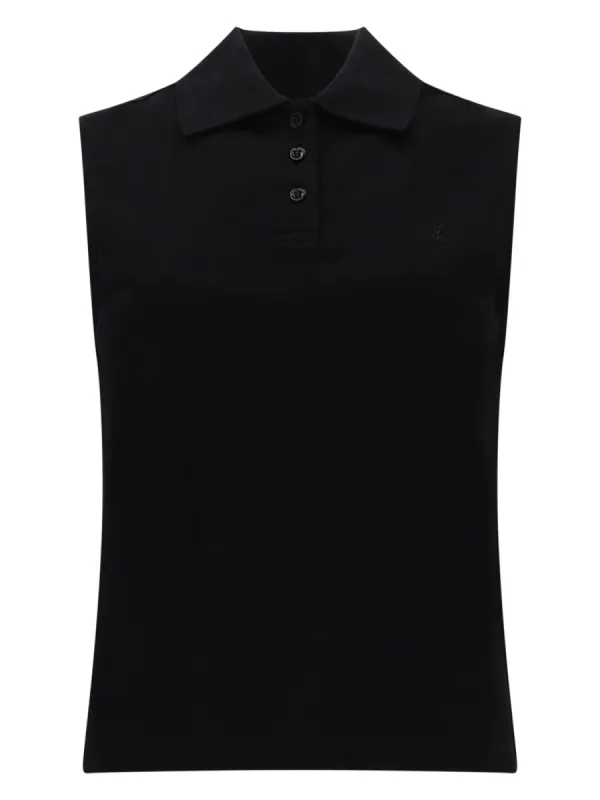 Sleeveless Polo Top Black made by Yves Saint Laurent