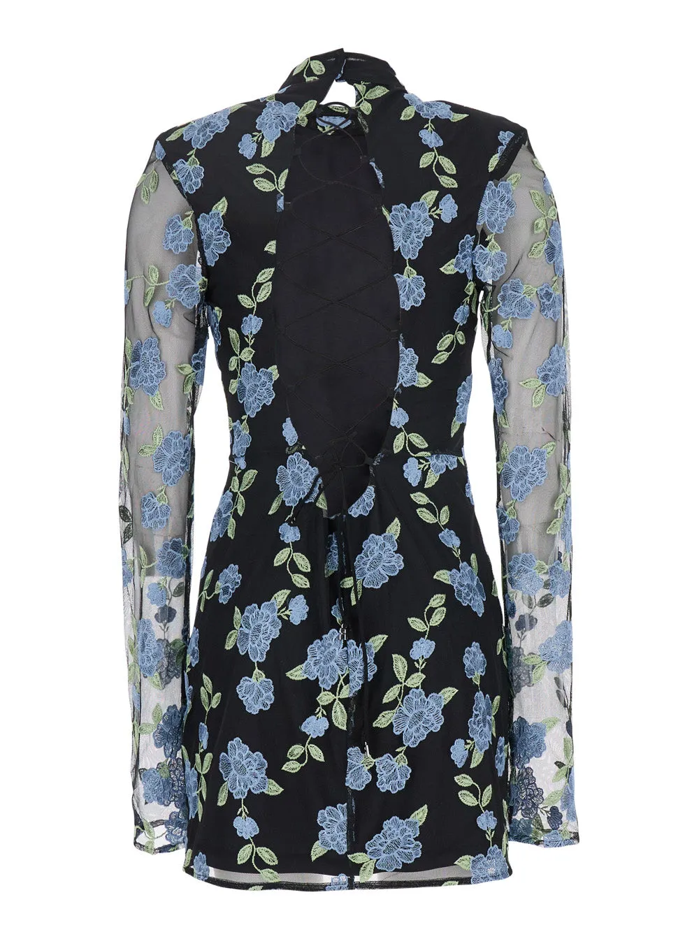 Black High Neck Mini Dress with Floral Motif sold by Lord & Taylor product image thumbnail 2
