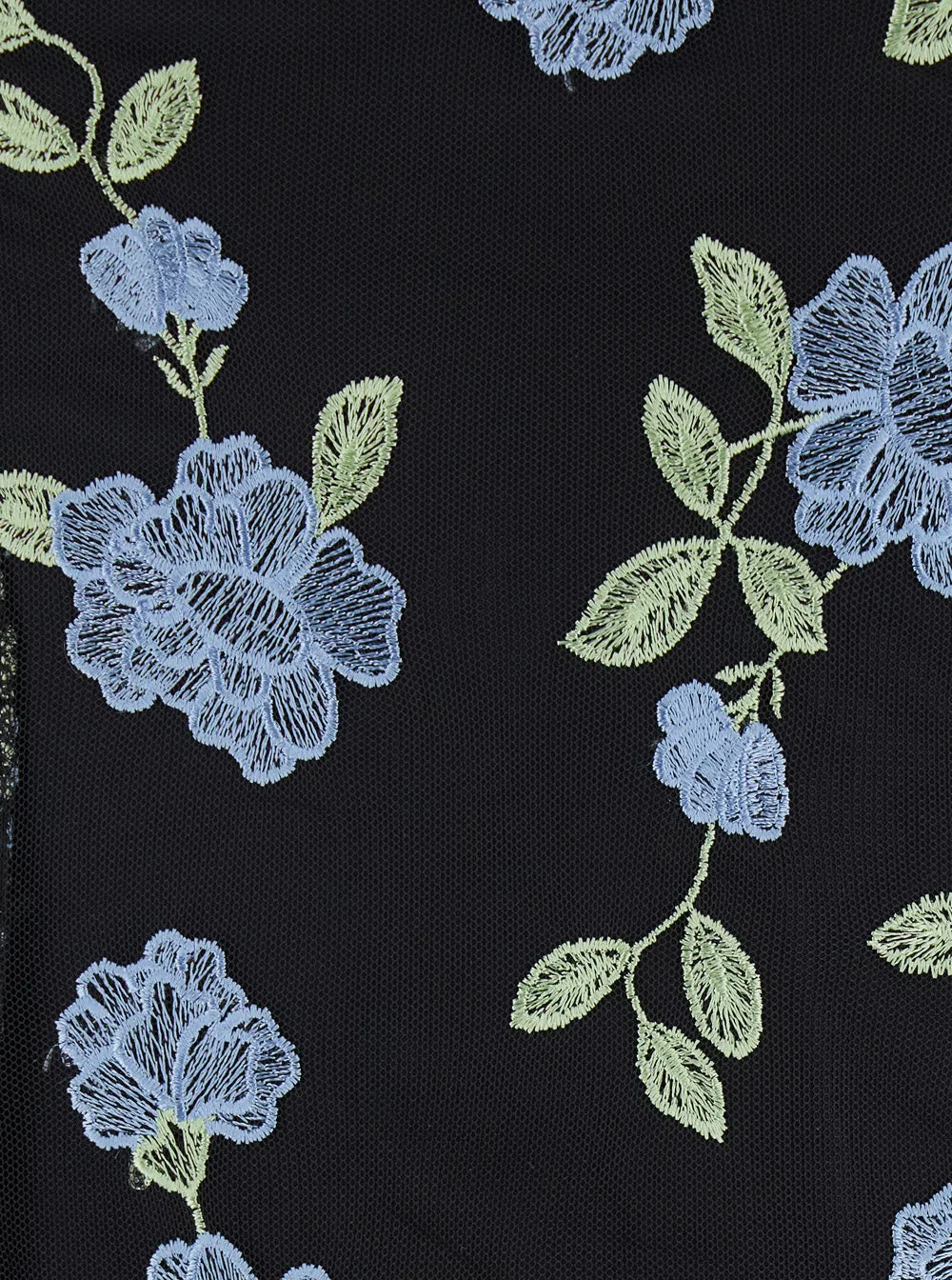 Black High Neck Mini Dress with Floral Motif sold by Lord & Taylor product image thumbnail 3