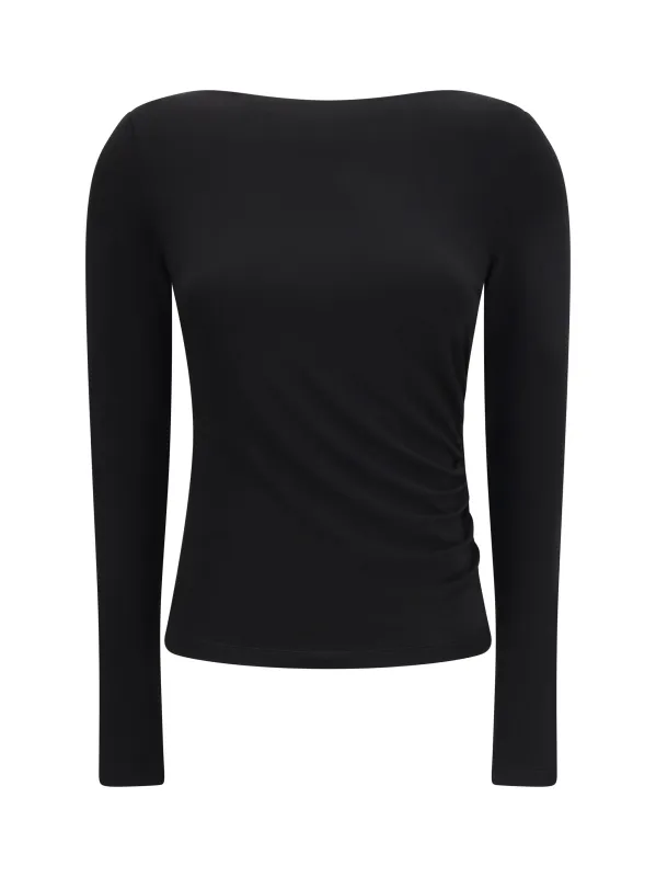 Long-Sleeve Ruched Top Black made by MaxMara
