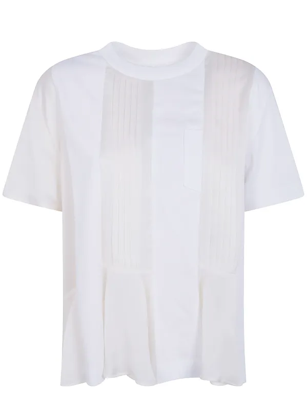 SATIN X COTTON JERSEY T-SHIRT made by Sacai