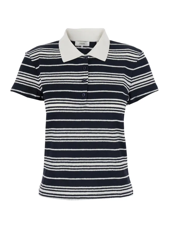T-Shirt THE STRIPED S/S POLO Multicolour made by Frame Denim