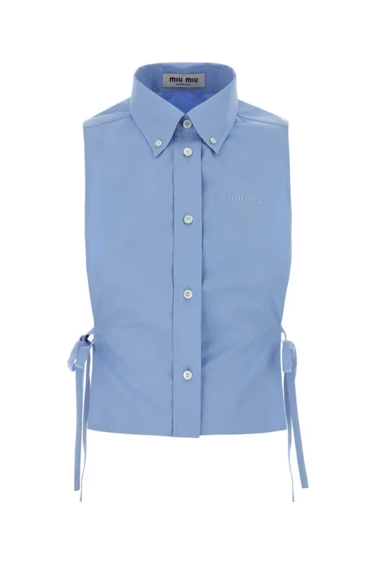 CERULEAN BLUE POPLIN SHIRT made by Miu Miu