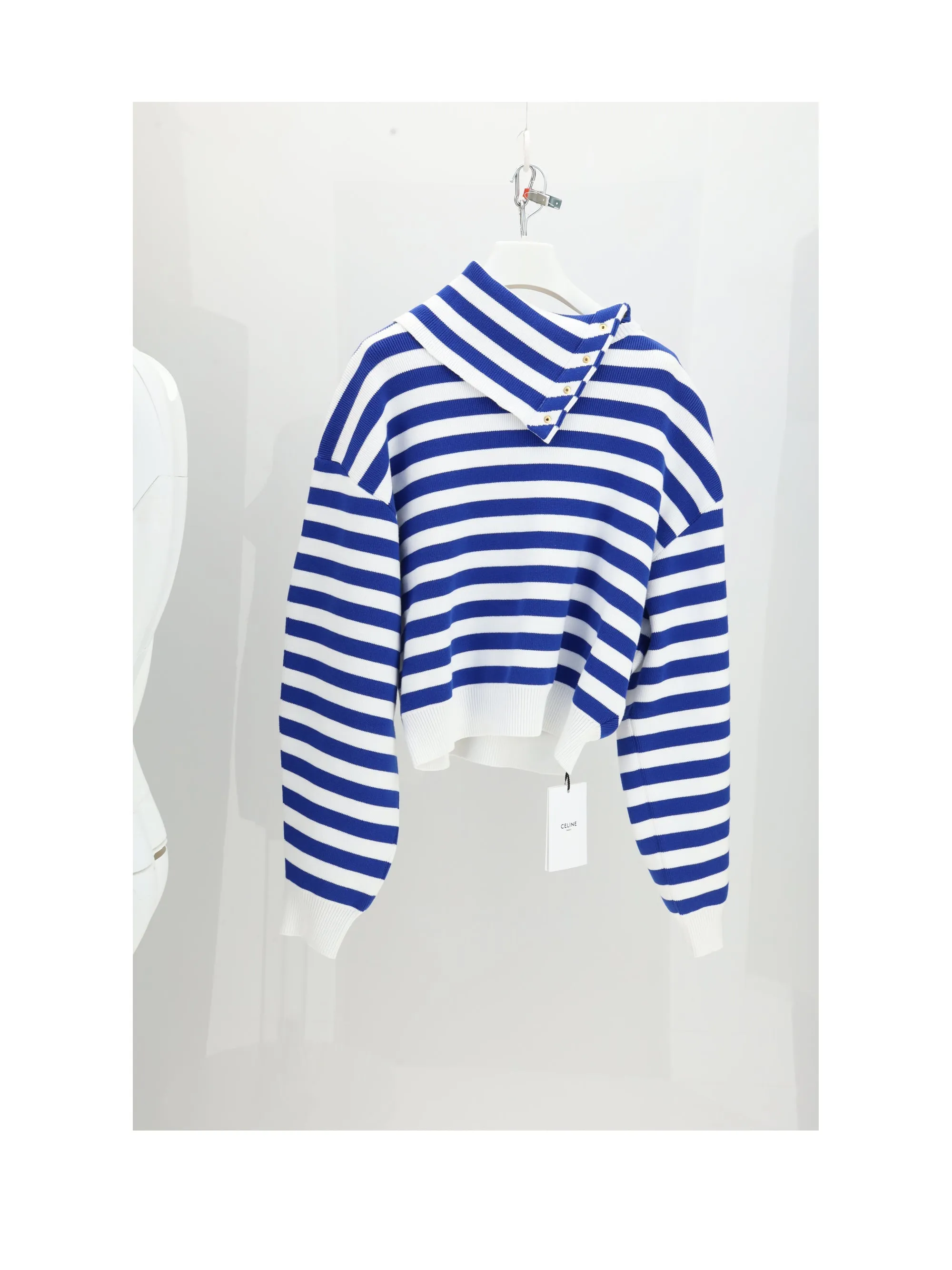 High Neck Sweater White/Royal Blue sold by Lord & Taylor