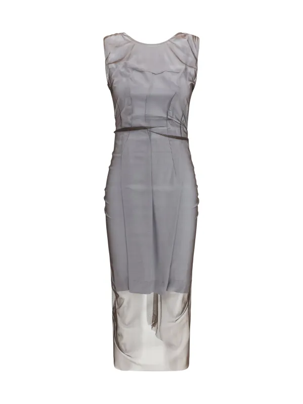 Semi-sheer Midi Dress Brown/Light Grey made by Maison Margiela