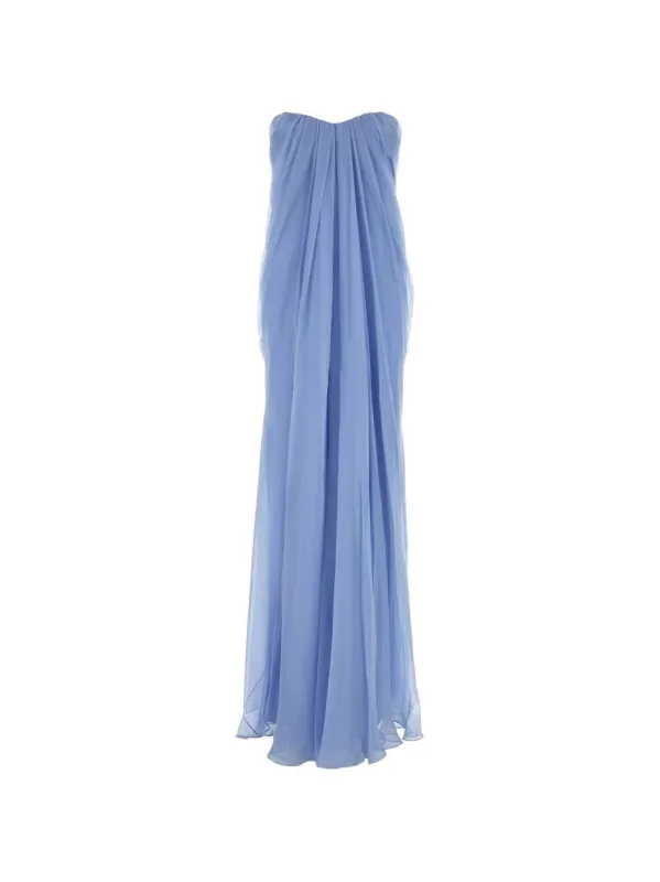 Long Silk Dress Blue made by Alexander McQueen
