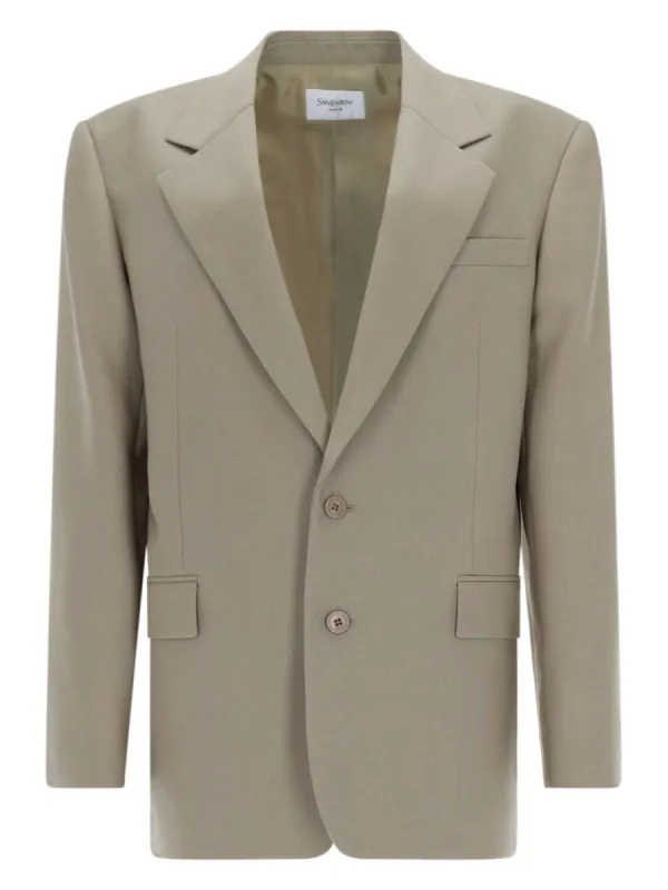 Blazer Single-Breasted Wool Beige made by Yves Saint Laurent