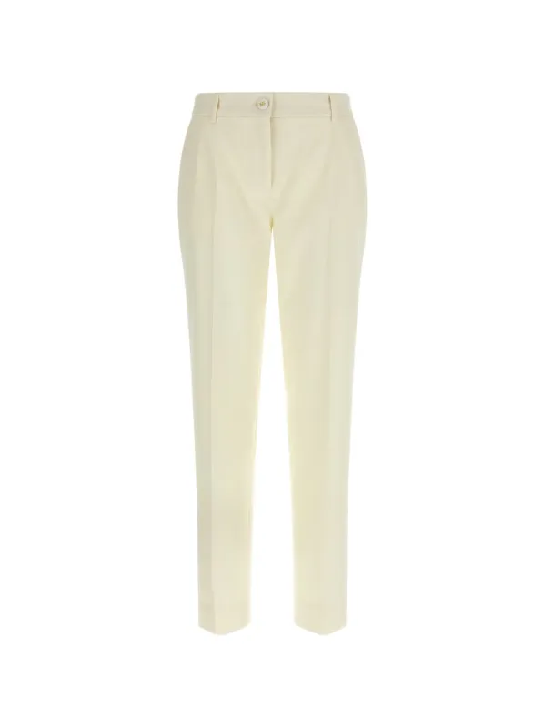 WHITE WOOL ELASTANE TROUSERS made by Dolce & Gabanna
