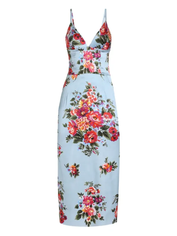 BLUE FLORAL VISCOSE ELASTANE DRESS made by Dolce & Gabanna