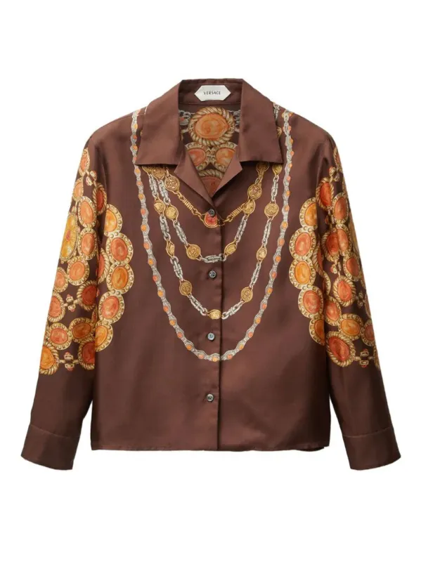 BROWN SILK SHIRT made by Versace