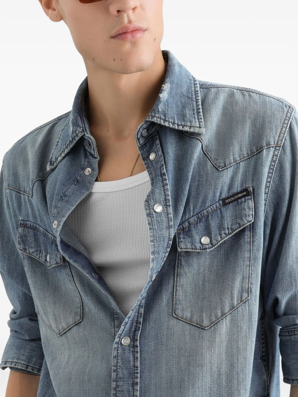 DENIM COTTON SHIRT sold by Lord & Taylor product image thumbnail 4