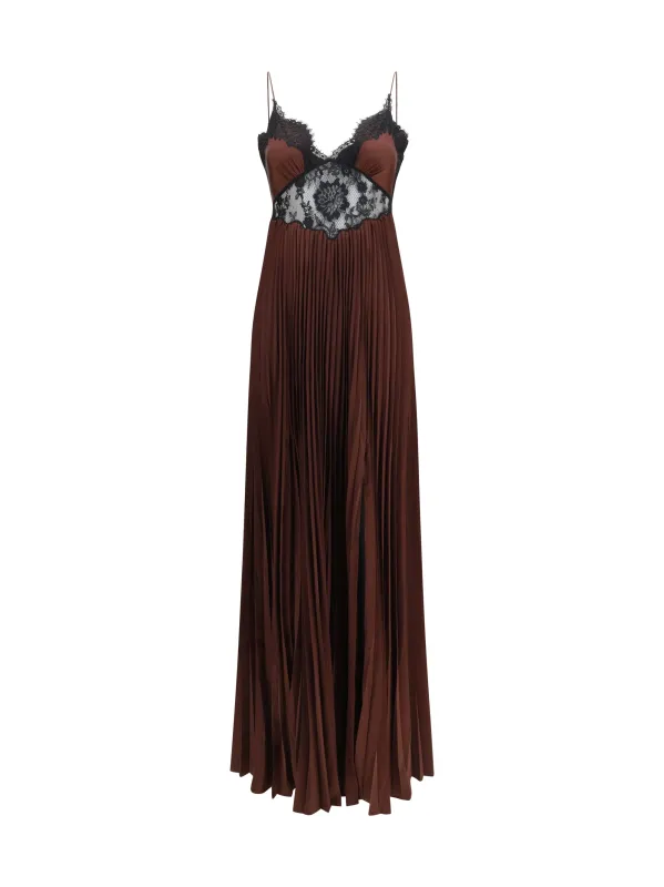 Dress Satin Maxi Brown made by Self-Portrait