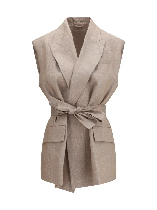 Vest Linen-Blend Rose/Silver made by Brunello Cucinelli